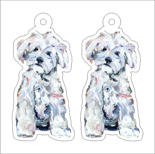 CMS-1290-C10 Maltipoo White Earring Pair | 0.125Acrylic Earring | Case of 10