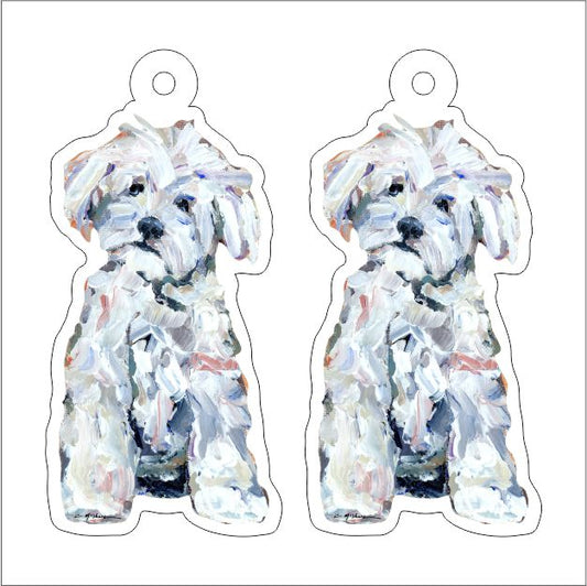 CMS-1290-C10 Maltipoo White Earring Pair | 0.125Acrylic Earring | Case of 10