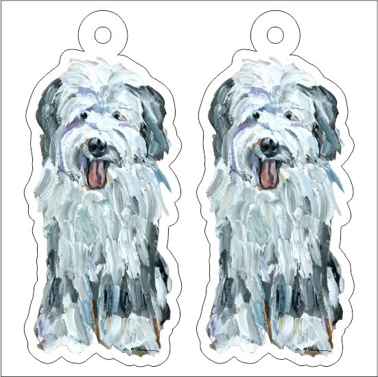 CMS-1292-C10 Old English Sheepdog Gray & White Earring Pair | 0.125Acrylic Earring | Case of 10