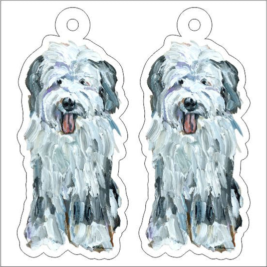 CMS-1292-C10 Old English Sheepdog Gray & White Earring Pair | 0.125Acrylic Earring | Case of 10