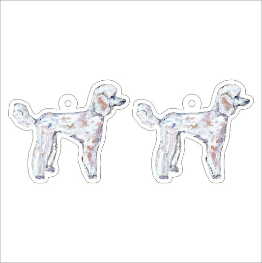 CMS-1299-C10 Poodle White Earring Pair | 0.125Acrylic Earring | Case of 10