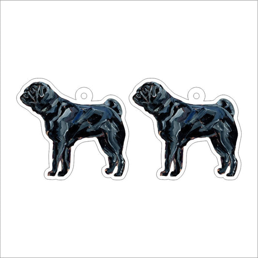 CMS-1300-C10 Pug black Earring Pair | 0.125Acrylic Earring | Case of 10