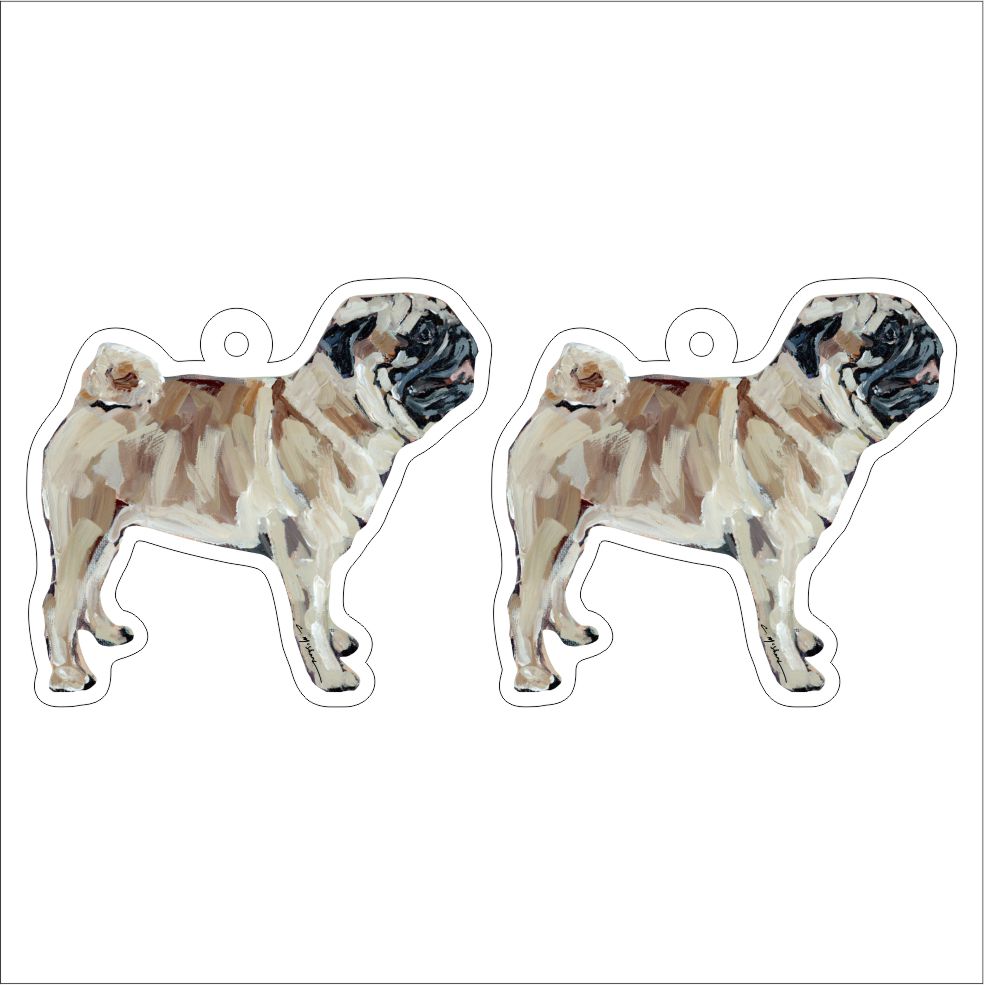CMS-1301-C10 Pug fawn Earring Pair | 0.125Acrylic Earring | Case of 10