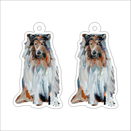 CMS-1304-C10 Rough Collie Earring Pair | 0.125Acrylic Earring | Case of 10