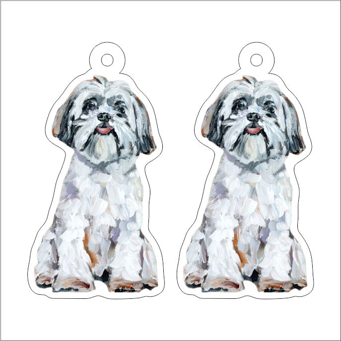 CMS-1312-C10 Shih Tzu White Earring Pair | 0.125Acrylic Earring | Case of 10