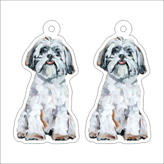 CMS-1312-C10 Shih Tzu White Earring Pair | 0.125Acrylic Earring | Case of 10