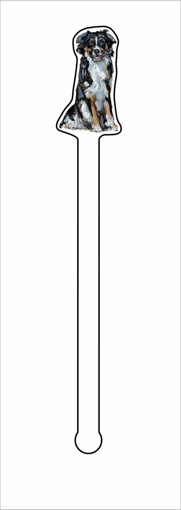CMS-1324-C4 Australian Shepherd Black & White Tri Stirrer | 0.125Acrylic Stirrer | Case of 4