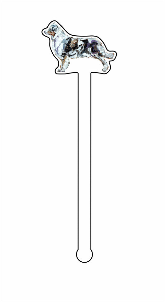 CMS-1325-C4 Australian Shepherd Blue Merle Stirrer | 0.125Acrylic Stirrer | Case of 4