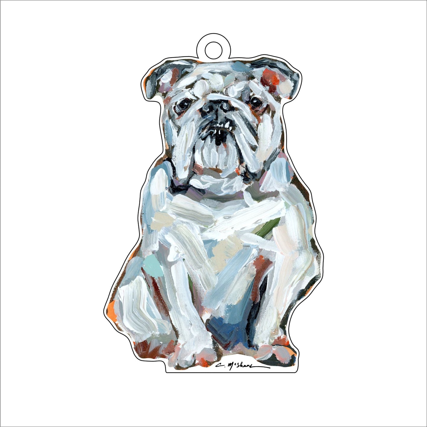 English Bulldog White | 0.25in. Acrylic Ornament | Mix and Match (any 10+)