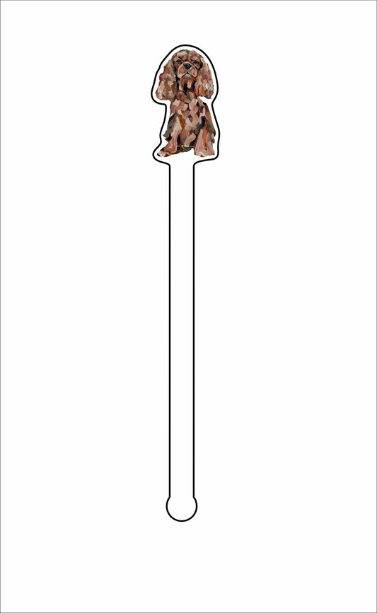 CMS-1349-C4 Cavalier King Charles Ruby Sitting Stirrer | 0.125Acrylic Stirrer | Case of 4