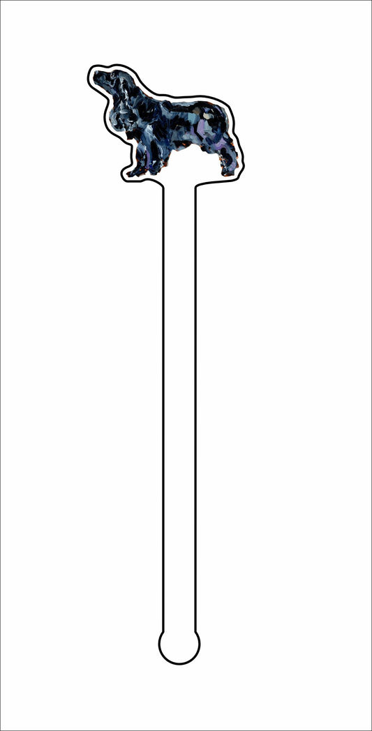 CMS-1370-C4 English Cocker Spaniel (Black) Stirrer | 0.125Acrylic Stirrer | Case of 4