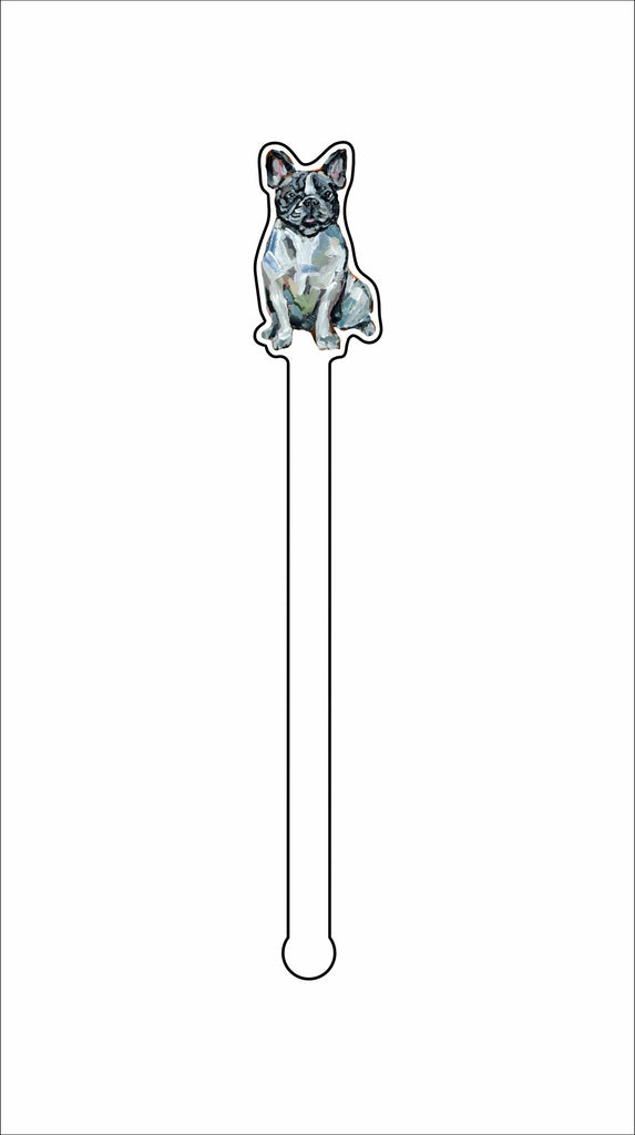 CMS-1377-C4 Frenchie Black & White Stirrer | 0.125Acrylic Stirrer | Case of 4