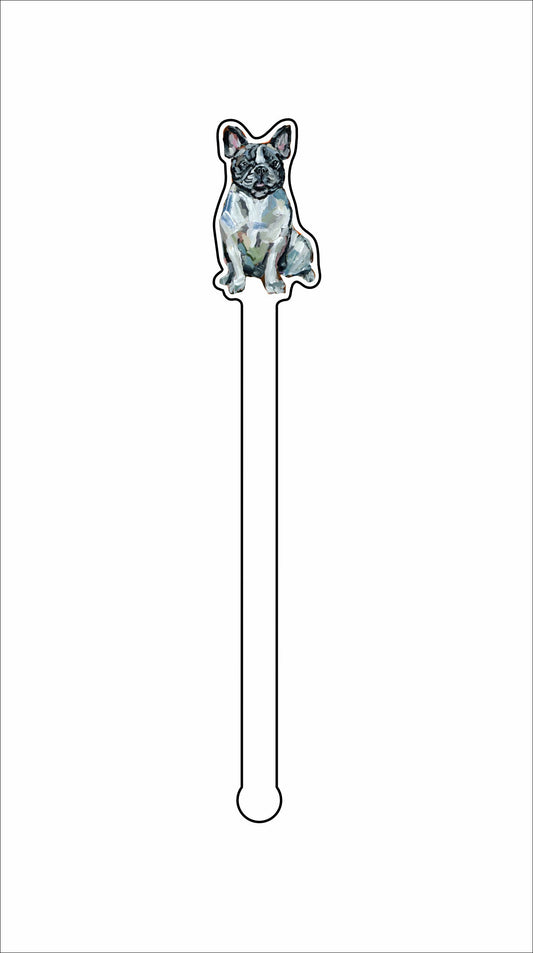 CMS-1377-C4 Frenchie Black & White Stirrer | 0.125Acrylic Stirrer | Case of 4