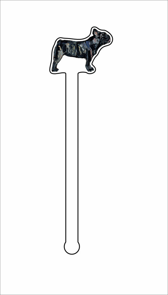 CMS-1381-C4 Frenchie Brindle Stirrer | 0.125Acrylic Stirrer | Case of 4