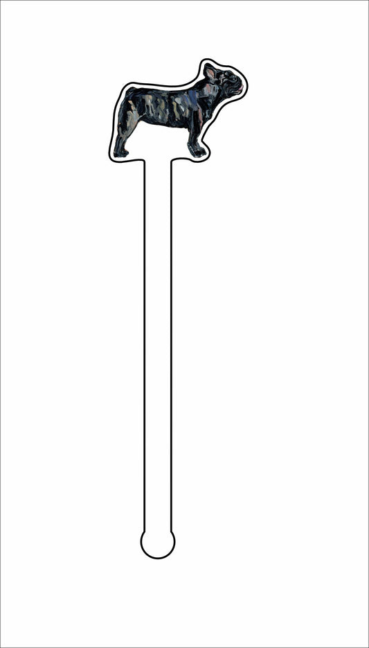 CMS-1381-C4 Frenchie Brindle Stirrer | 0.125Acrylic Stirrer | Case of 4