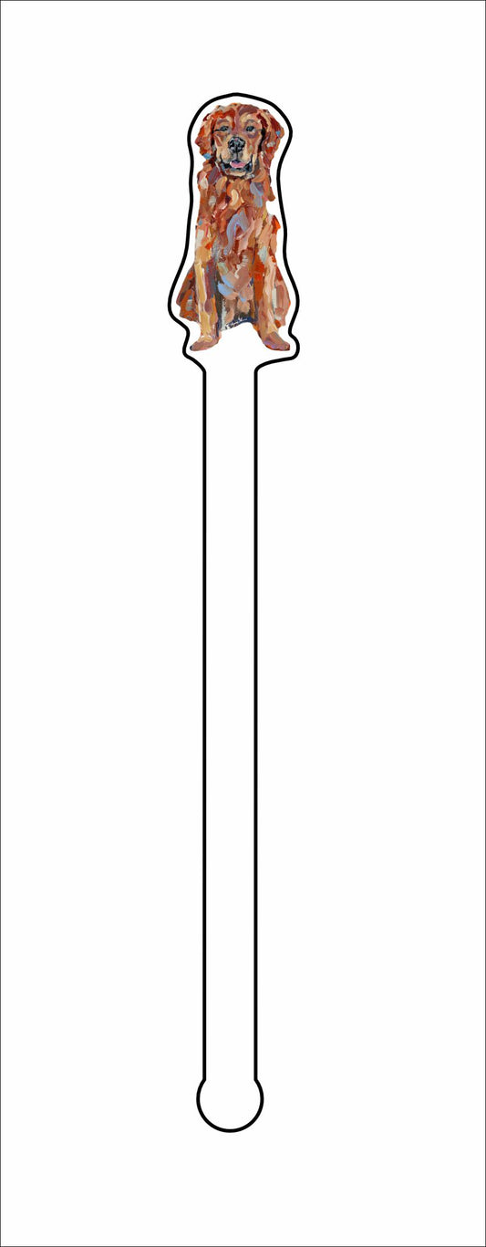 CMS-1387-C4 Golden Retriever Red Sitting Stirrer | 0.125Acrylic Stirrer | Case of 4