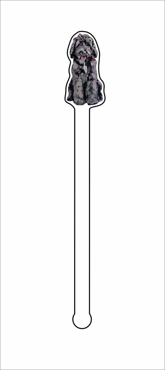 CMS-1392-C4 Goldendoodle Chocolate Stirrer | 0.125Acrylic Stirrer | Case of 4