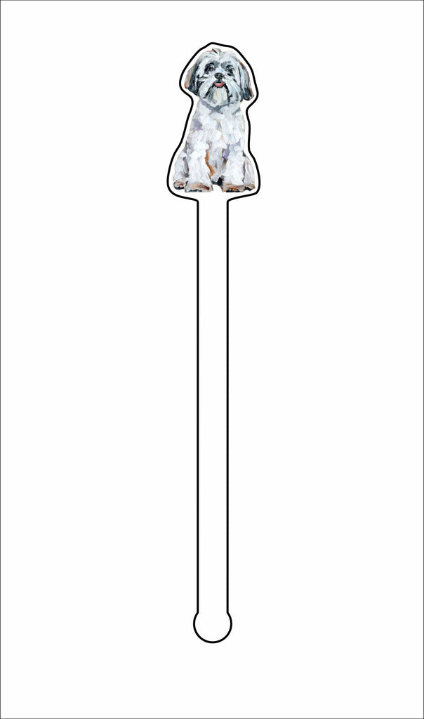 CMS-1432-C4 Shih Tzu White Stirrer | 0.125Acrylic Stirrer | Case of 4