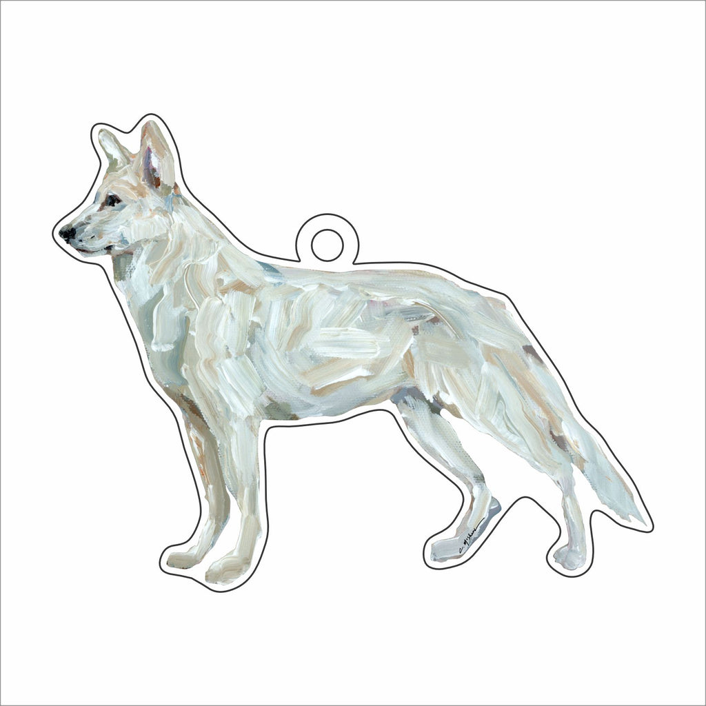 CMS-1460 German Shepherd White Ornament | 0.25Acrylic Ornament | Mix & Match (10+)