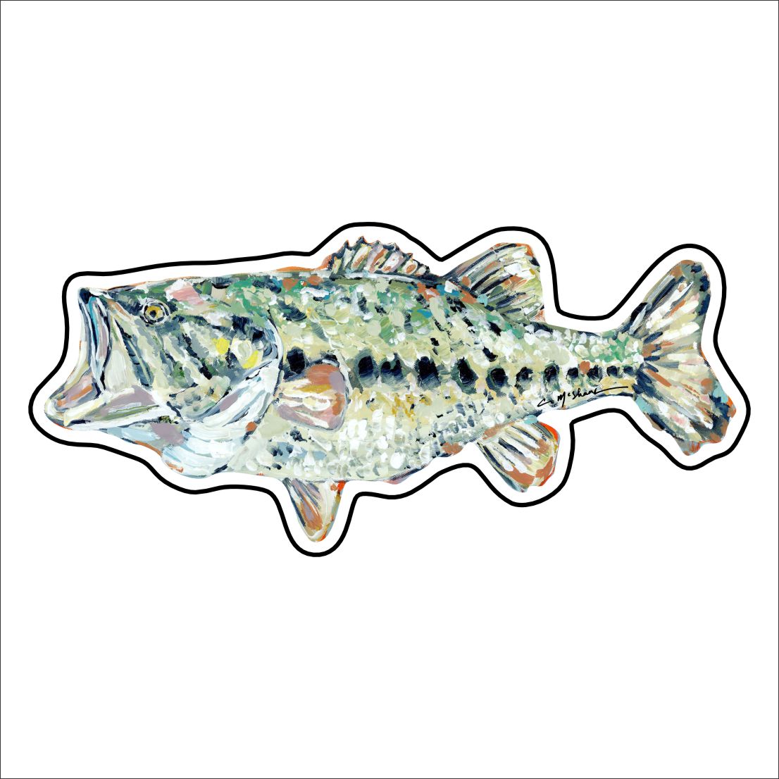 CMS-1481 Gone Fishing Bass Sticker | Removable | Case of 10