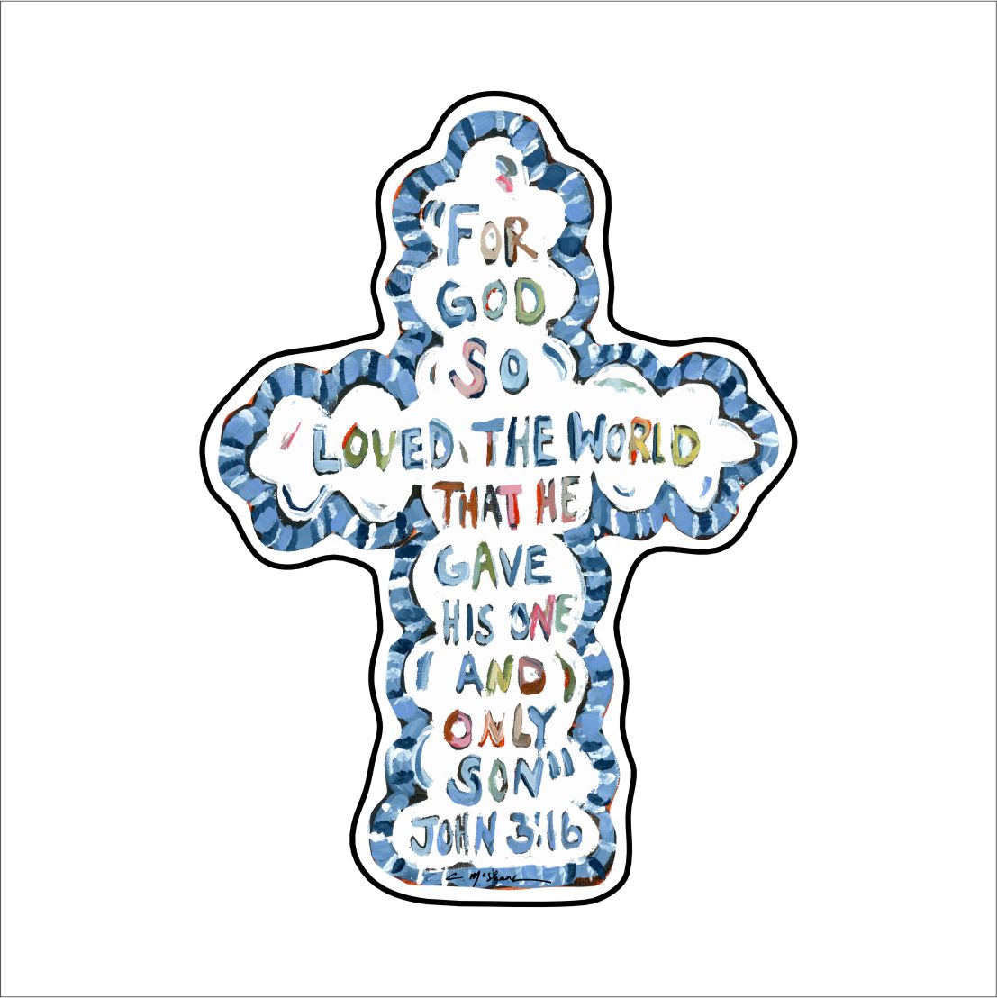 CMS-1487 He Saved Cross Sticker | Removable | Case of 10