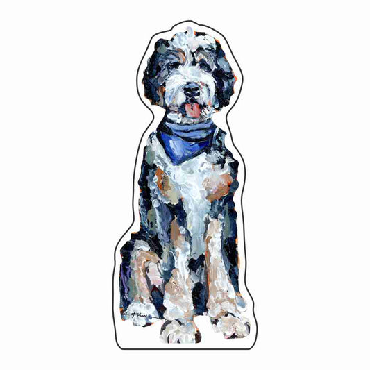 CMS-1630-C10 Bernedoodle Blue Bandana Magnet | 0.125Acrylic Magnet | Set of 10