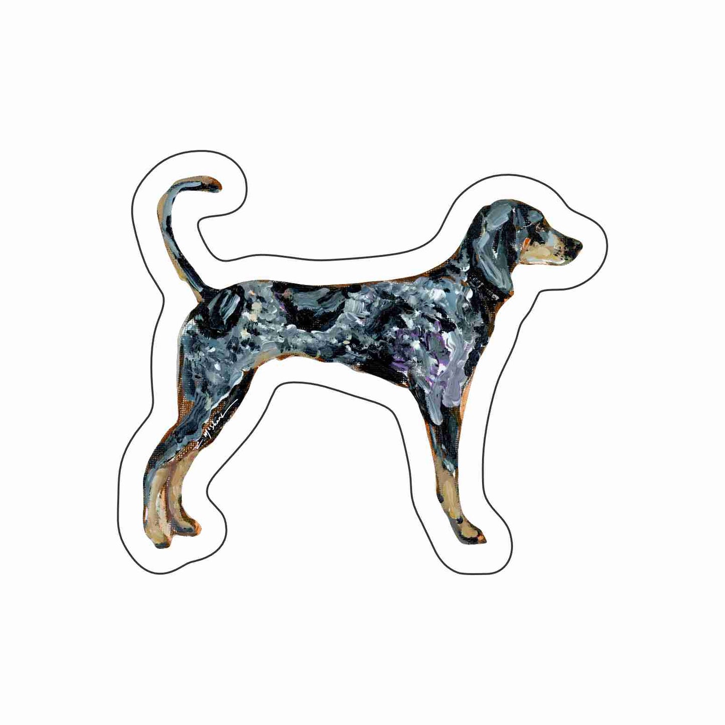 CMS-1648-C10 Bluetick Coonhound Sticker | Removable Sticker | Set of 10