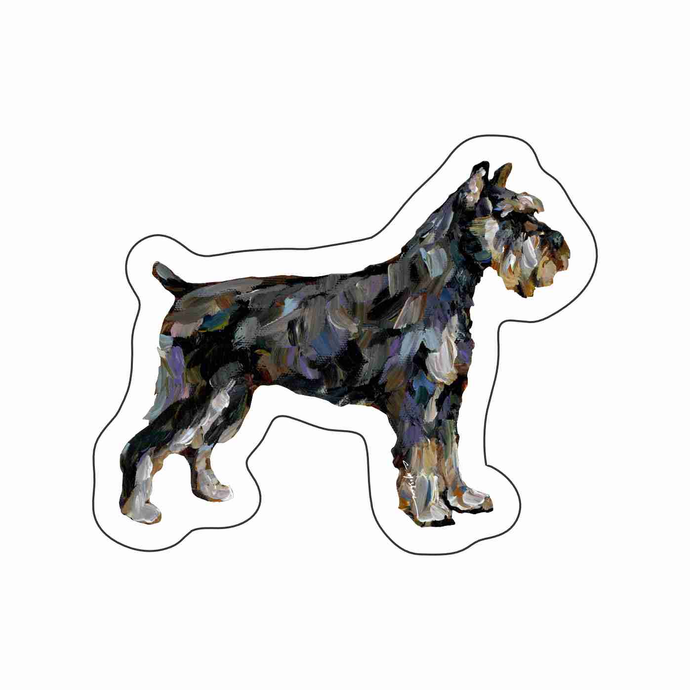 CMS-1655-C10 Schnauzer Abstract Sticker | Removable Sticker | Set of 10