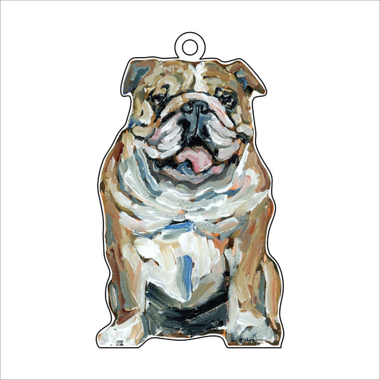 English Bulldog Fawn & White | 0.25in. Acrylic Ornament | Case of 25