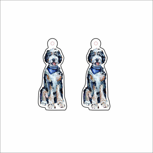 CMS-1664-C10 Bernedoodle Blue Bandana Earring Pair | 0.125Acrylic Earrings | Set of 10