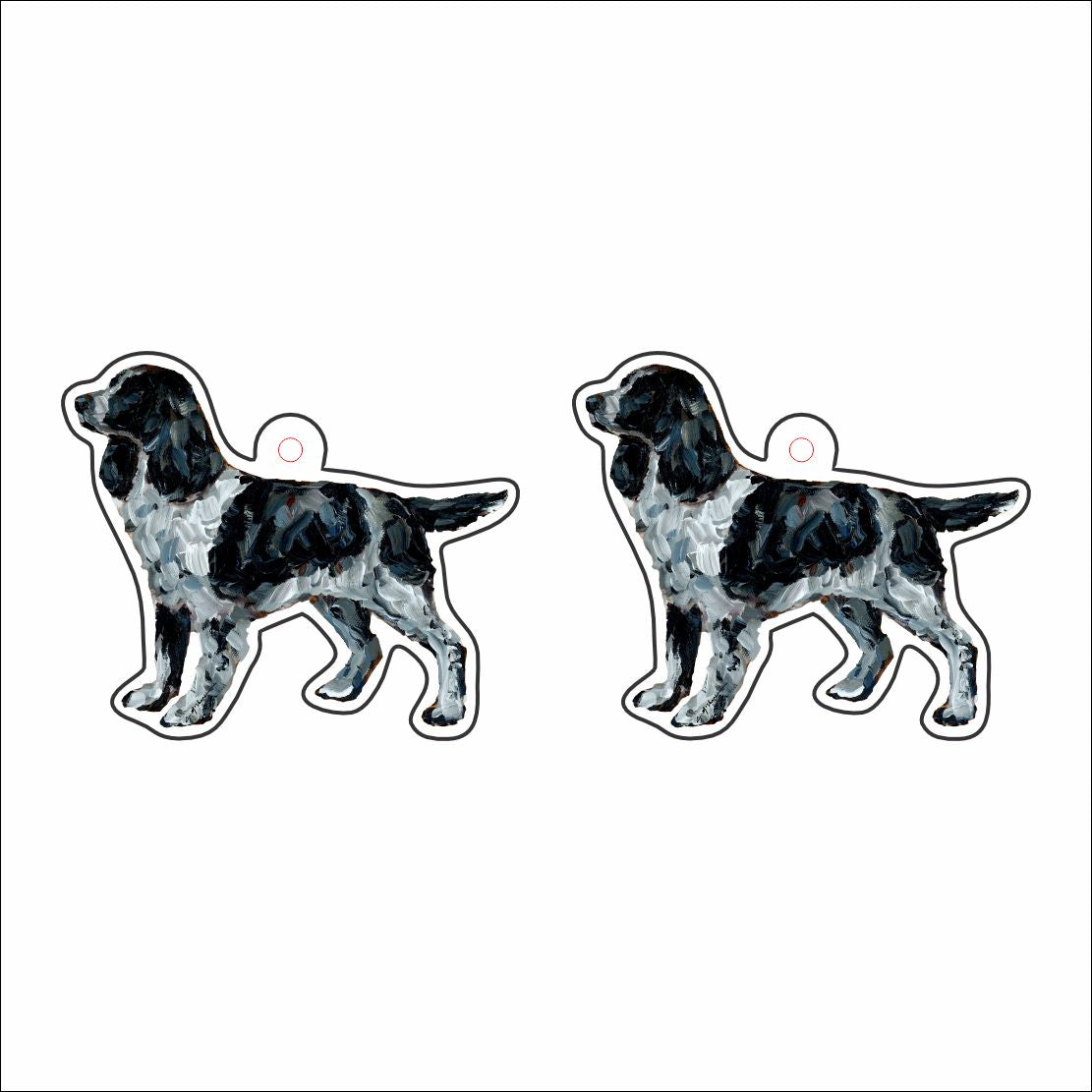 CMS-1669-C10 English Springer Black Earring Pair | 0.125Acrylic Earrings | Set of 10