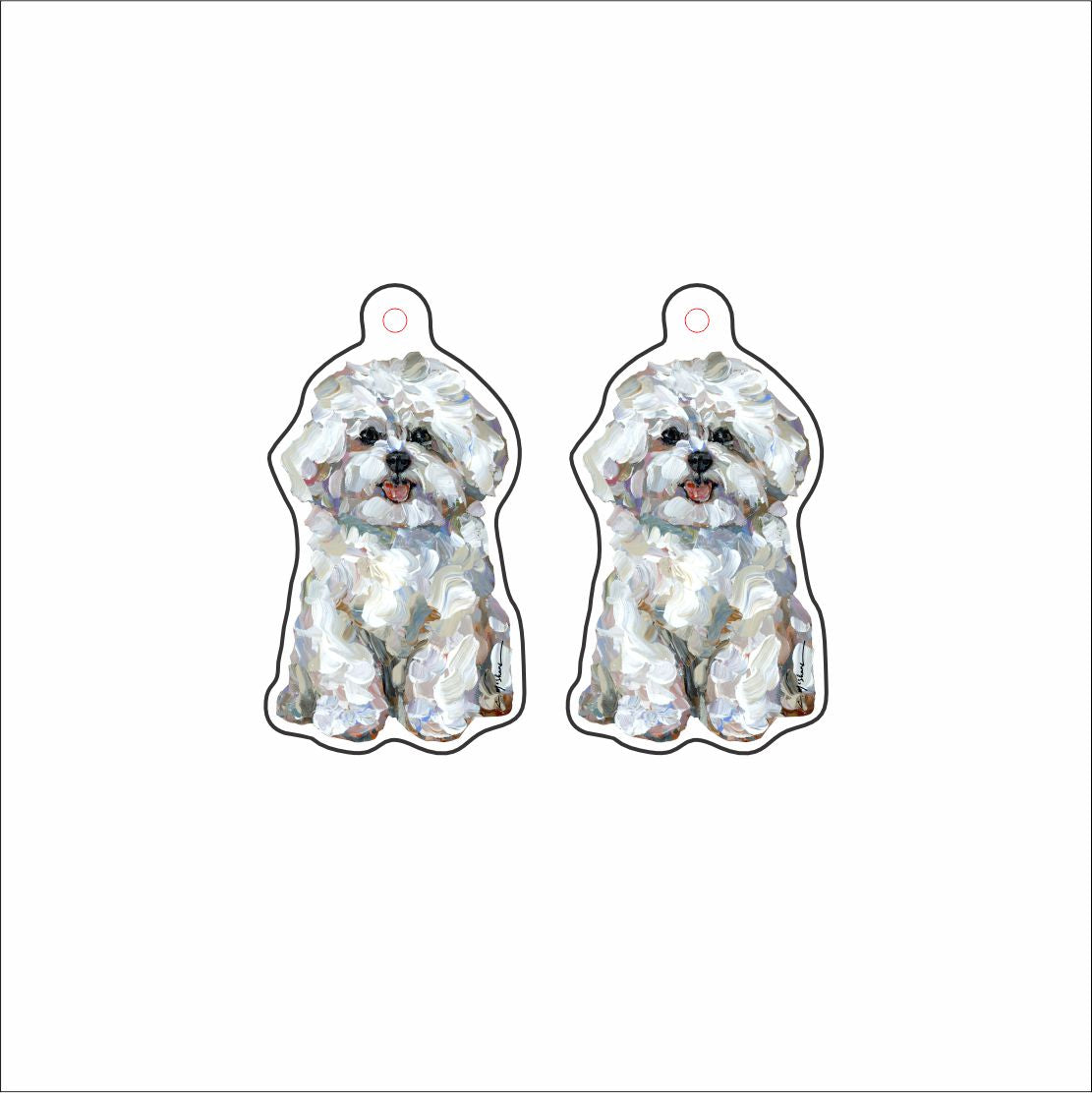 CMS-1670-C10 Bichon Frise Earring Pair | 0.125Acrylic Earrings | Set of 10