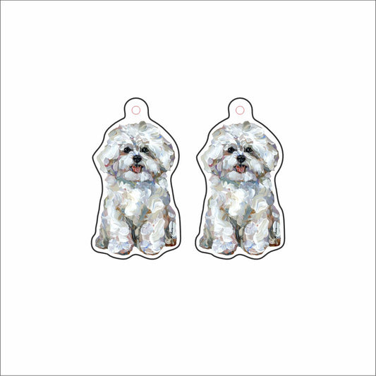 CMS-1670-C10 Bichon Frise Earring Pair | 0.125Acrylic Earrings | Set of 10