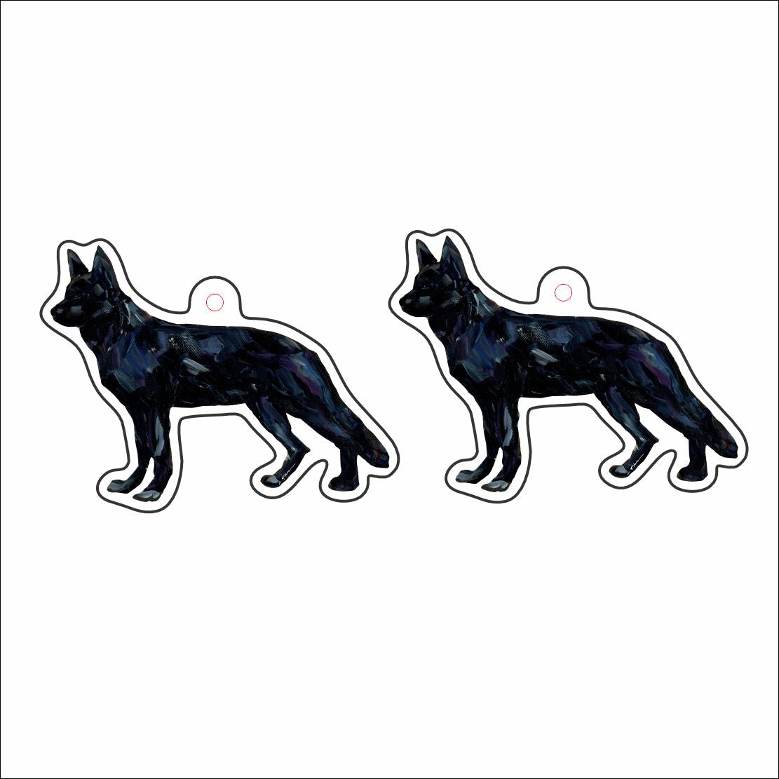 CMS-1671-C10 German Shepherd Black Earring Pair | 0.125Acrylic Earrings | Set of 10