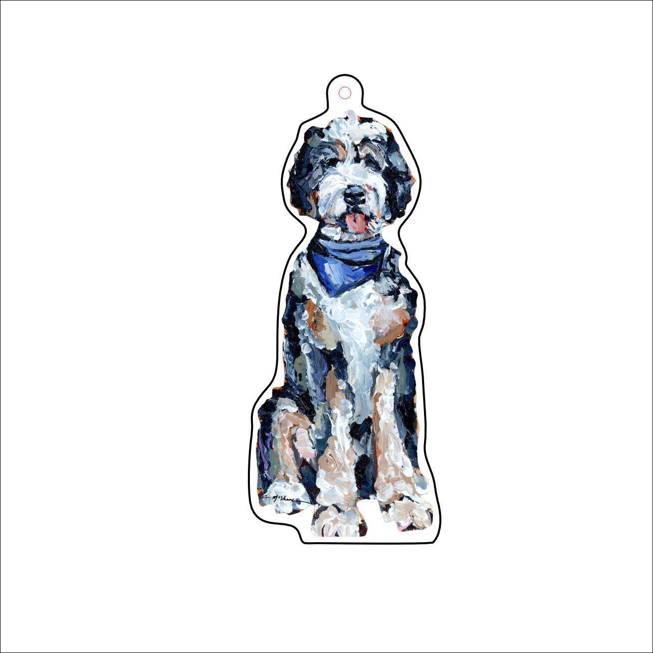CMS-1676-C10 Bernedoodle Blue Bandana Bag Charm | 0.125Acrylic Bag Charm | Set of 10
