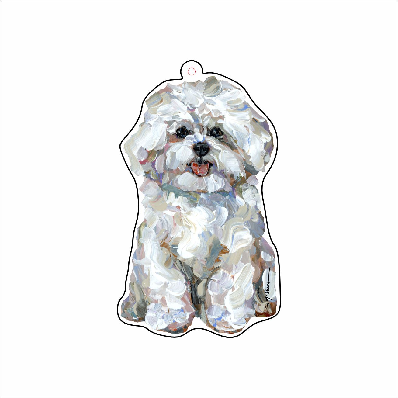 CMS-1682-C10 Bichon Frise Bag Charm | 0.125Acrylic Bag Charm | Set of 10