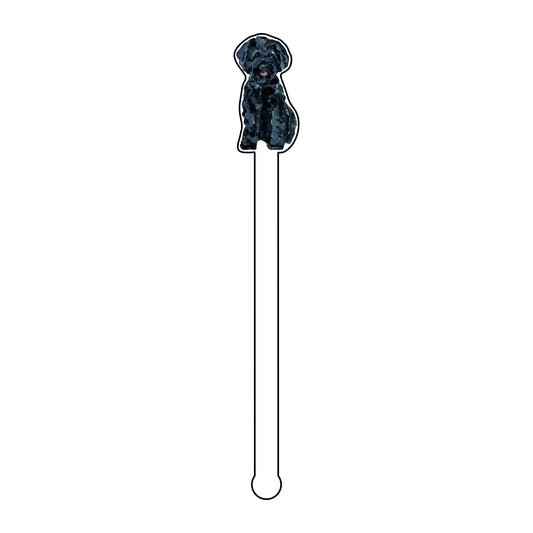 CMS-1720 Maltipoo Black Drink Stirrer | 0.125Acrylic Stirrer | Set of 4