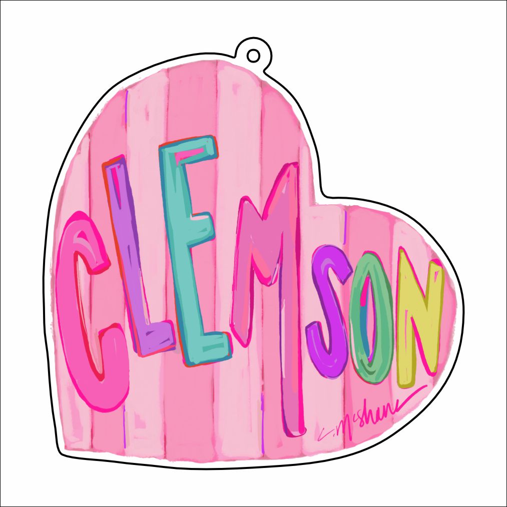 CMS-1727 Clemson Love Bag Charm | 0.125Acrylic Bag Charm | Set of 10