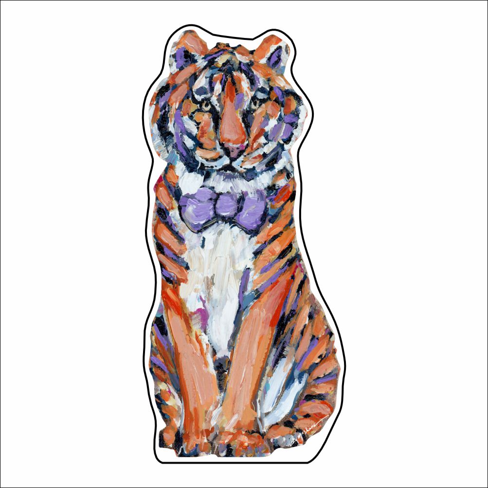 CMS-1729 Tiger Purple & Yellow Bow Tie Magnet | 0.125Acrylic Magnet | Set of 10