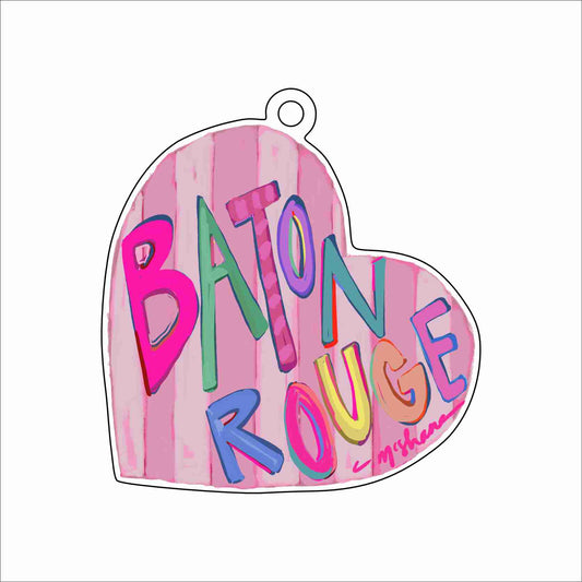 CMS-1750 Baton Rouge Love Ornament | 0.25Acrylic Ornament & Ribbon