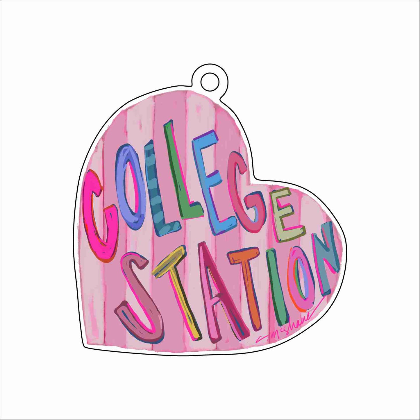 CMS-1755 College Station Love Ornament | 0.25Acrylic Ornament & Ribbon