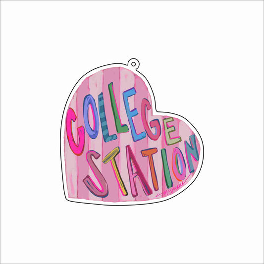 CMS-1756 College Station Love Bag Charm | 0.125Acrylic Bag Charm | Set of 10