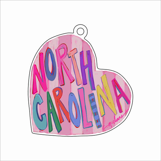 CMS-1760 North Carolina Love Ornament | 0.25Acrylic Ornament & Ribbon