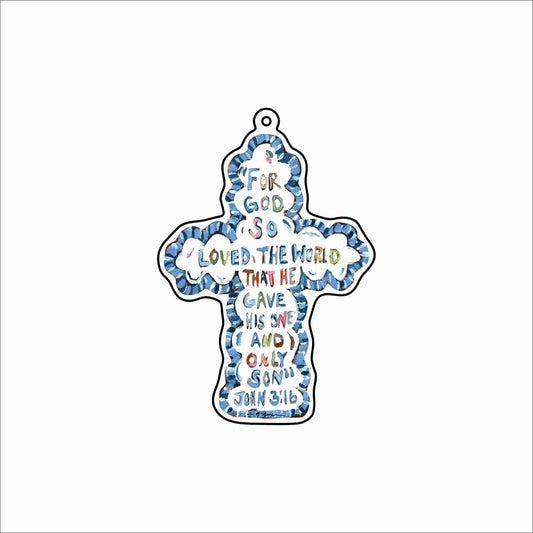 CMS-1790 He Saved Cross Bag Charm | 0.125Acrylic Bag Charm | Set of 10