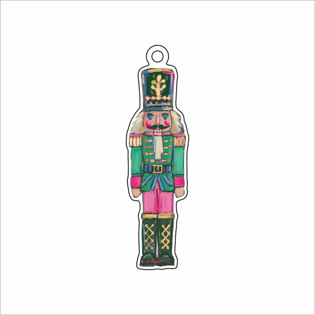 CMS-1861 Nutcracker Green Ornament | 0.25Acrylic Ornament & Ribbon