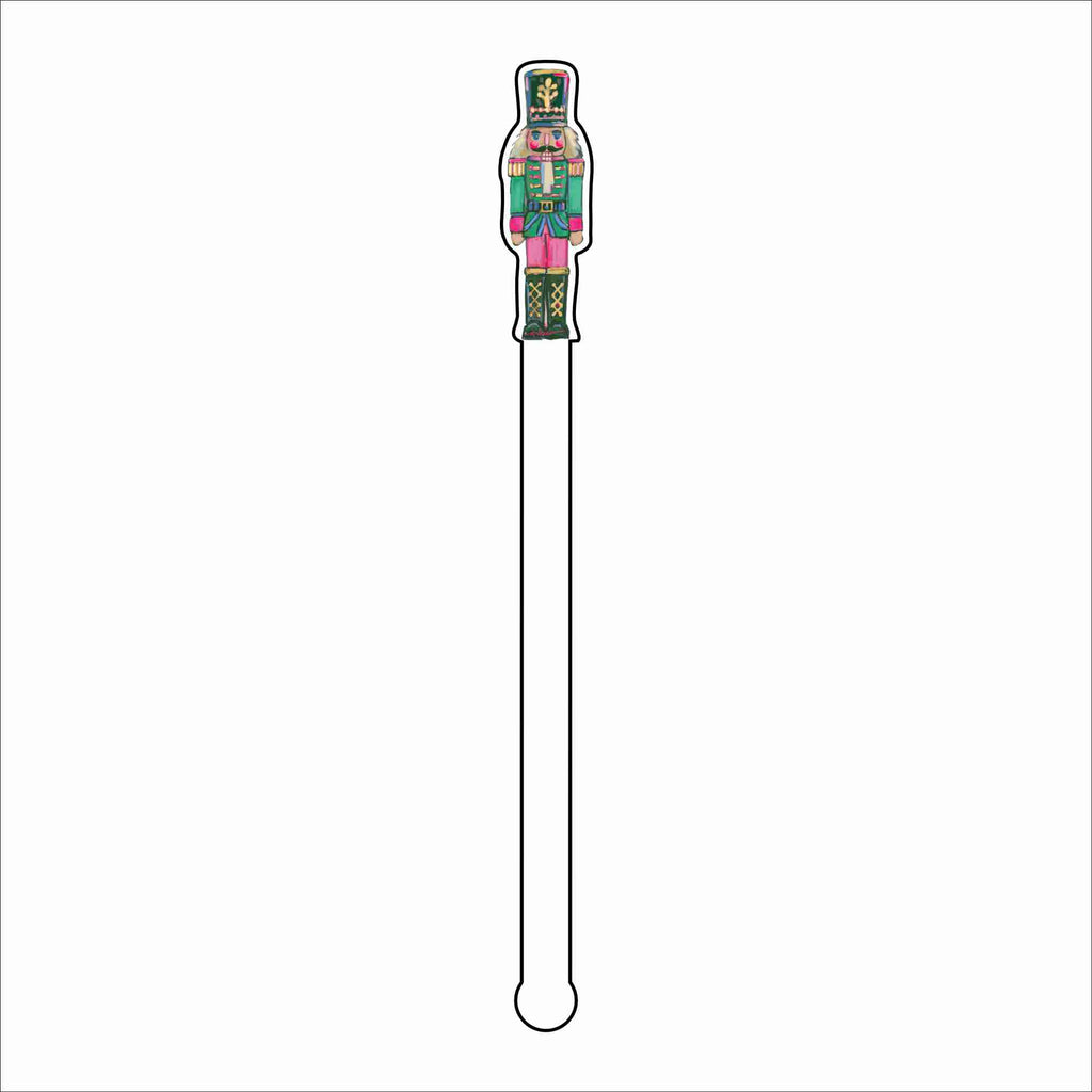 CMS-1862 Nutcracker Green Drink Stirrer | 0.125Acrylic Stirrer | Set of 4