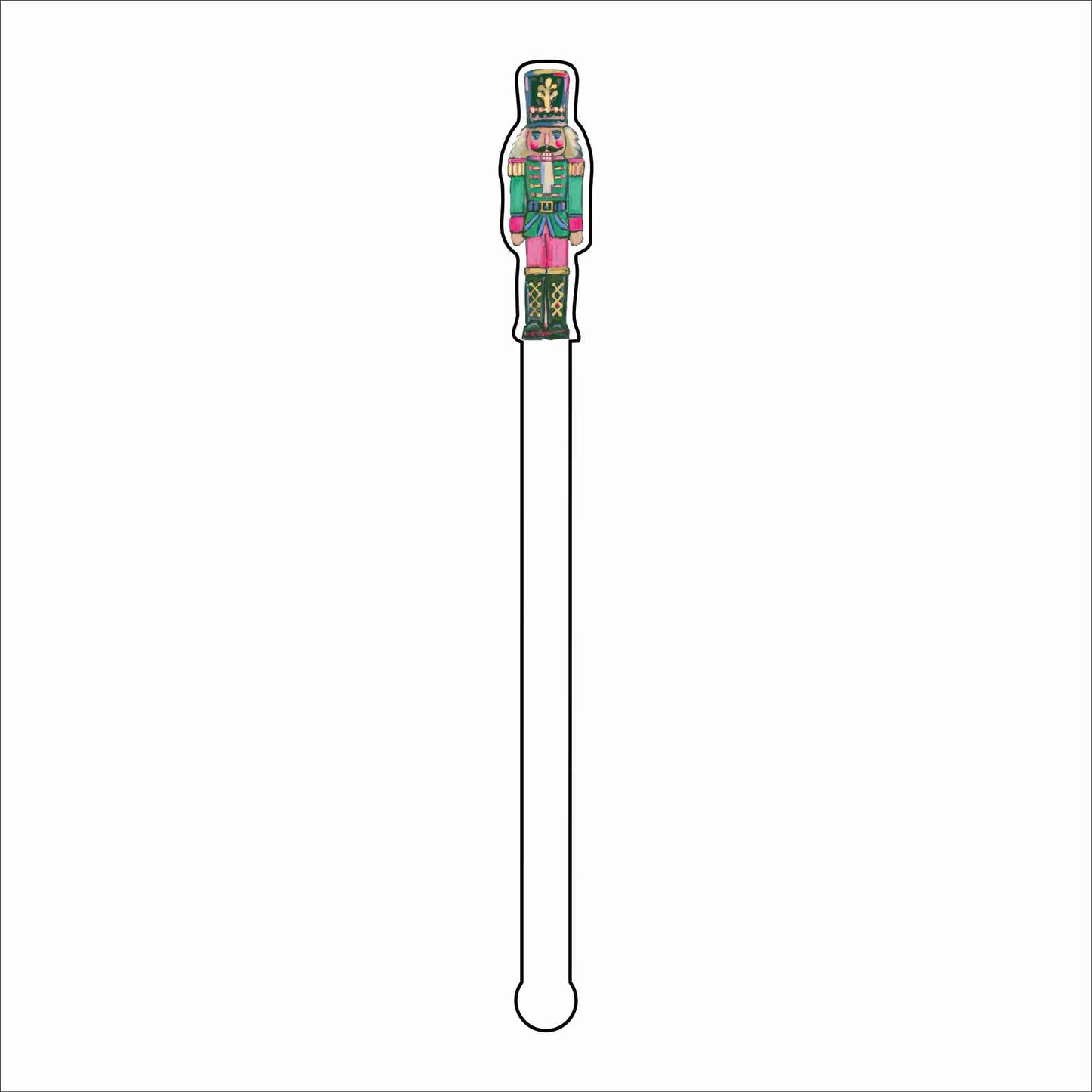 CMS-1862 Nutcracker Green Drink Stirrer | 0.125Acrylic Stirrer | Set of 4