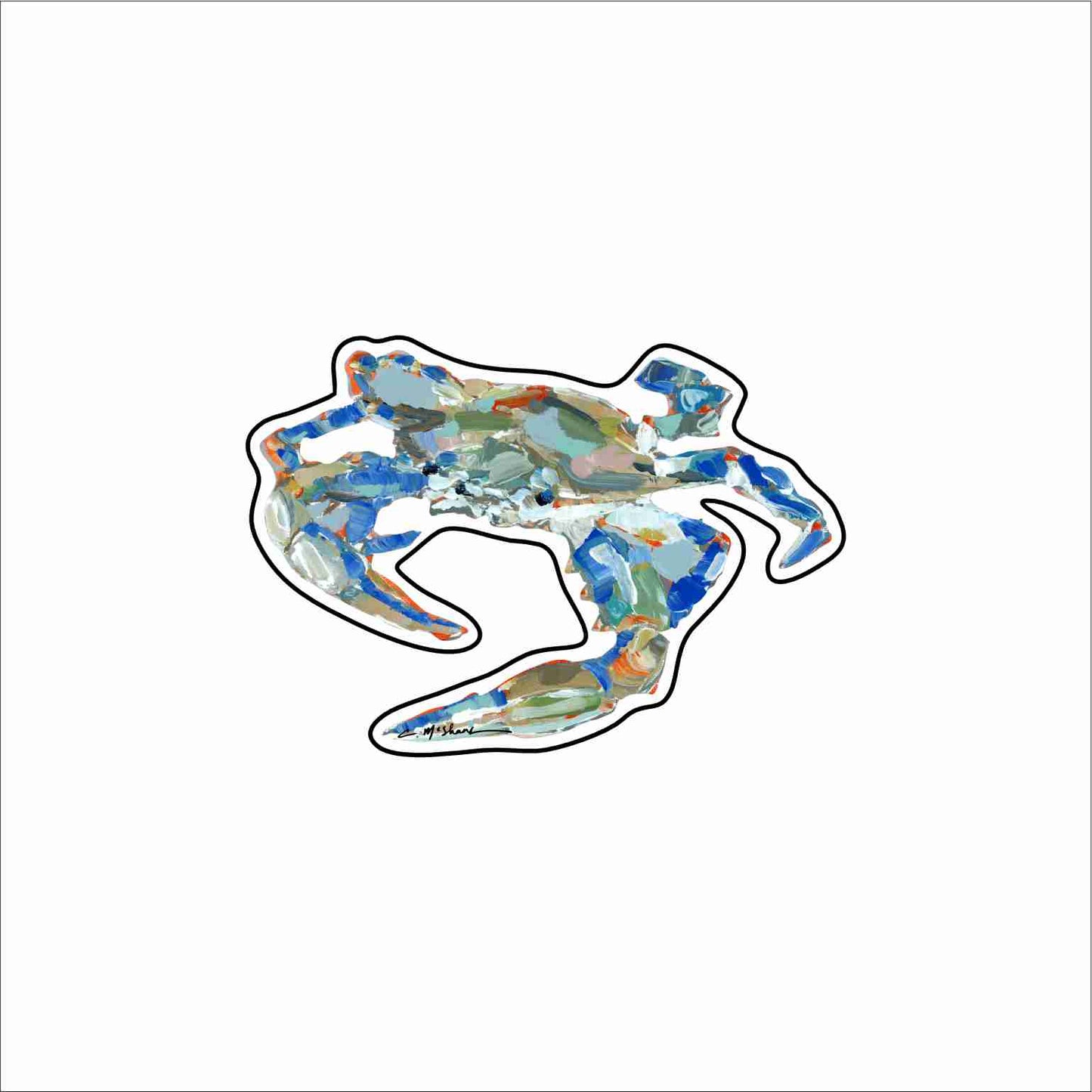 CMS-1826 Blue Crab Button | 0.125Acrylic Button | Set of 10
