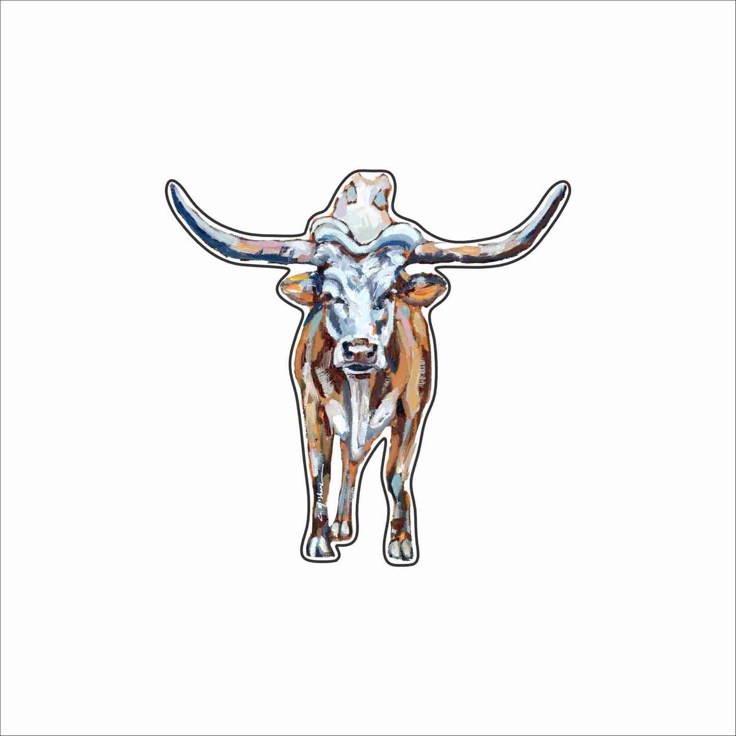 CMS-1842 Longhorn White Magnet | 0.125Acrylic Magnet | Set of 10
