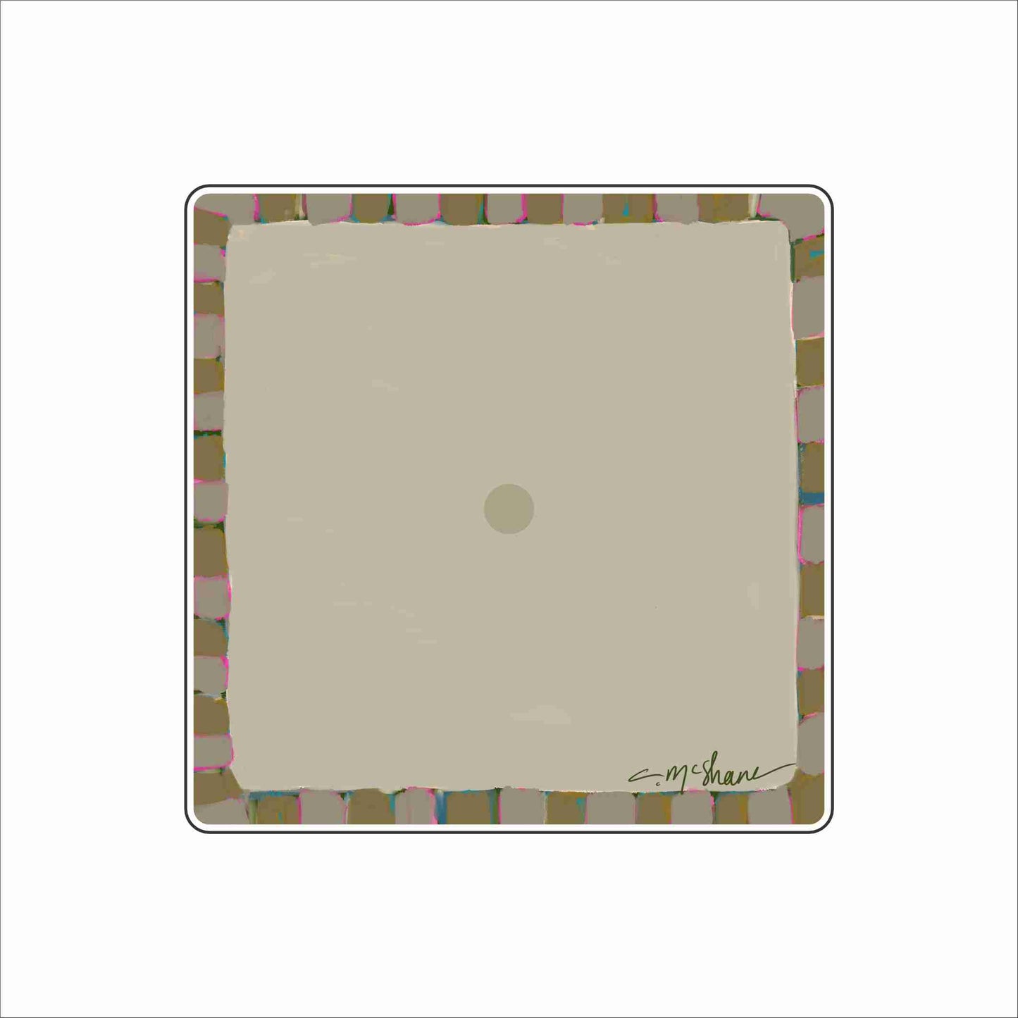CMS-1870 Tan Stripe Magnet Block  | 0.75Acrylic Charm Base with Steel Disc